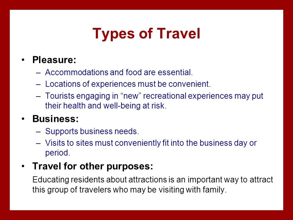Purposes for travel